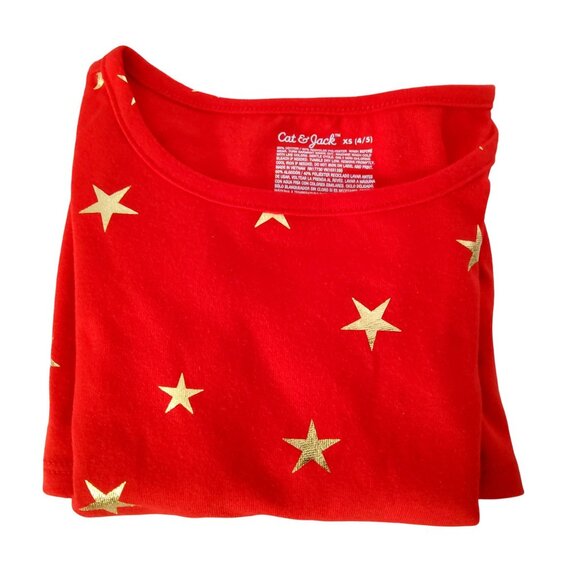 Cat & Jack  Two front pockets  Size X Small  (4/5) Girls Red Star Print Dress - Picture 3 of 5